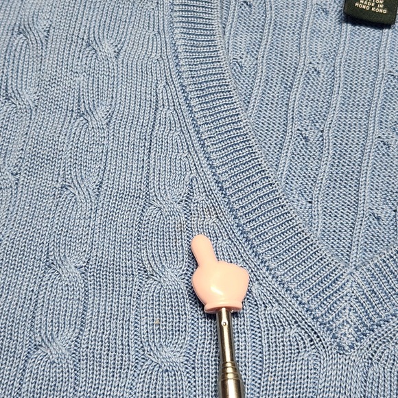 Brooks Brothers Country Club Cable Knit Sweater Vest Light Blue Large Preppy - Picture 6 of 6